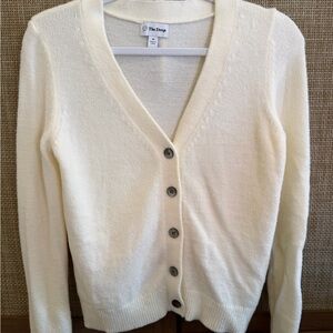 The Drop Women's Cream V-Neck Button-Front Cardigan